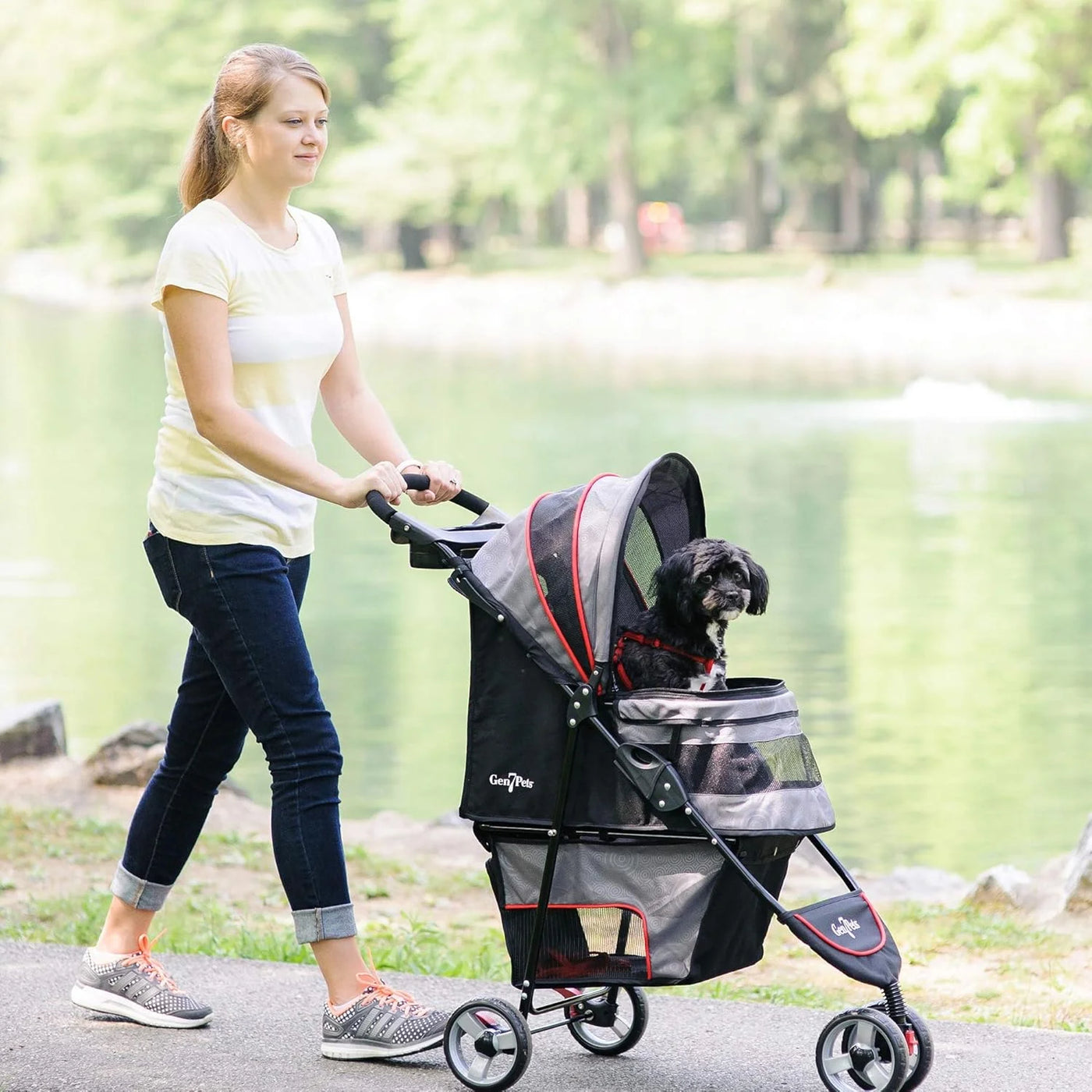 Regal 4 Wheeled Pet Stroller for Dogs up to 25 Lb, Gray Shadow, 11.5 Lb