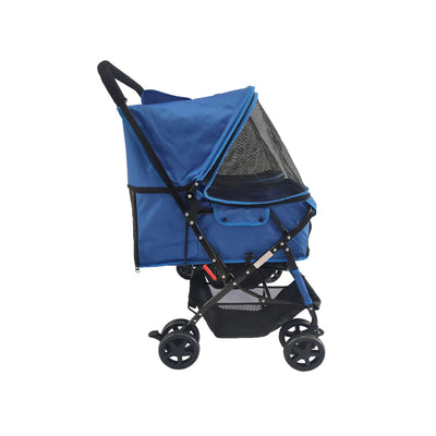 Double Pet Stroller with Storage - Cat & Dog Stroller for Animals up to 44 Lbs, Blue