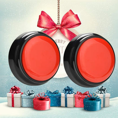 Talking Button Record & Playback Your Own Message 30 Second Custom Recordable, Easy Sound Recorder Set of 2 (2Pcs/Black)