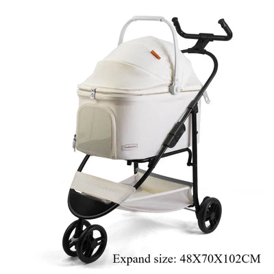 Folding Pet Strollers Small Medium Dogs Lightweight Pet Strollers Cat Travel Outdoor Dog Trolleys Detachable Kitty Supplies