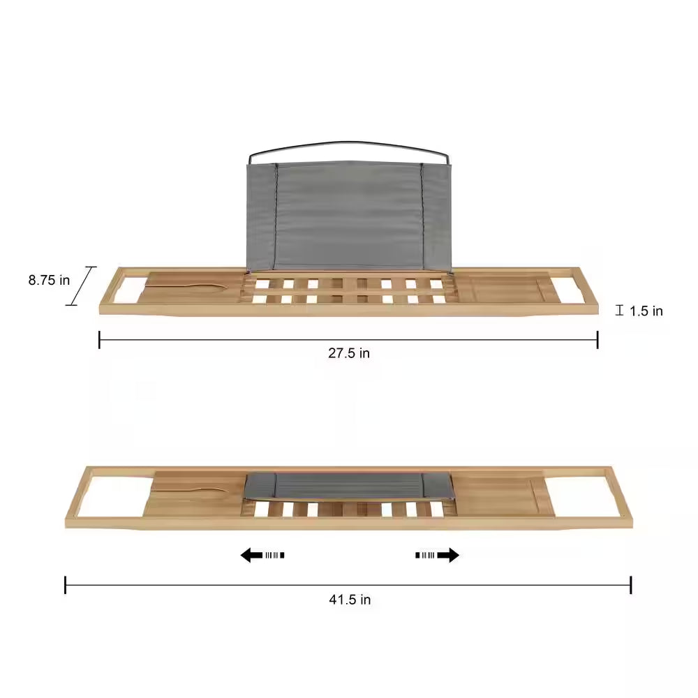 Bamboo Bath Caddy Tray with Extending Sides