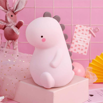 Dinosaur Night Light, 7 Color Cute Changing Silicone Baby Night Light with Touch Sensor, LED Nursery Lamp for Boys Girls Toddler'S Room(Light Pink)