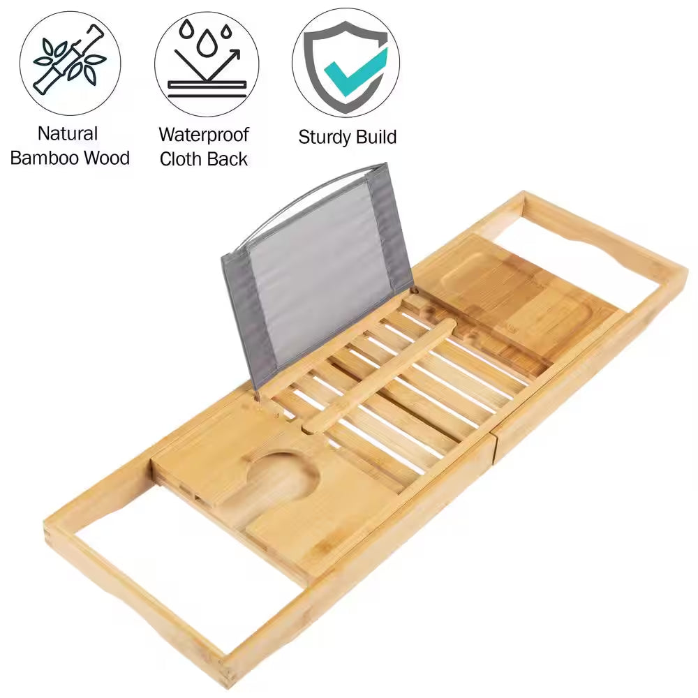 Bamboo Bath Caddy Tray with Extending Sides