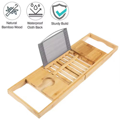 Bamboo Bath Caddy Tray with Extending Sides