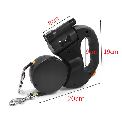 Double Automatic Puppy Dog Leash Retractable Pet Leashes for Small Medium Dogs French Bulldog Chihuahua Cat Rope Mascotas Chain