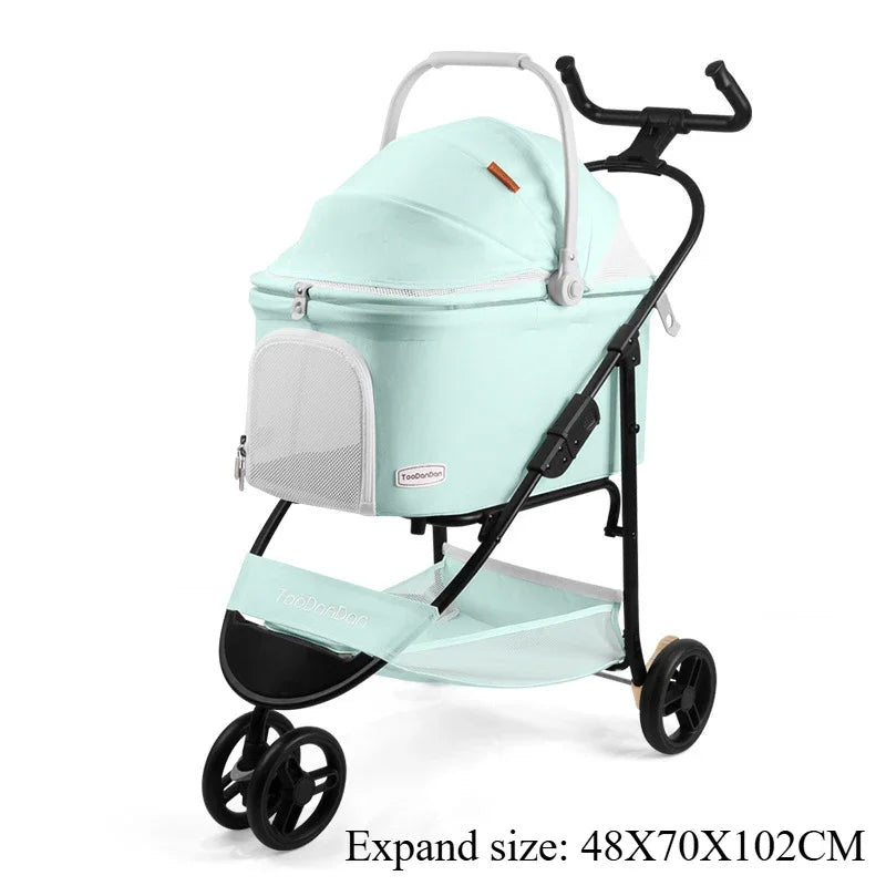 Folding Pet Strollers Small Medium Dogs Lightweight Pet Strollers Cat Travel Outdoor Dog Trolleys Detachable Kitty Supplies