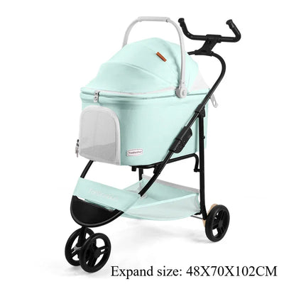 Folding Pet Strollers Small Medium Dogs Lightweight Pet Strollers Cat Travel Outdoor Dog Trolleys Detachable Kitty Supplies