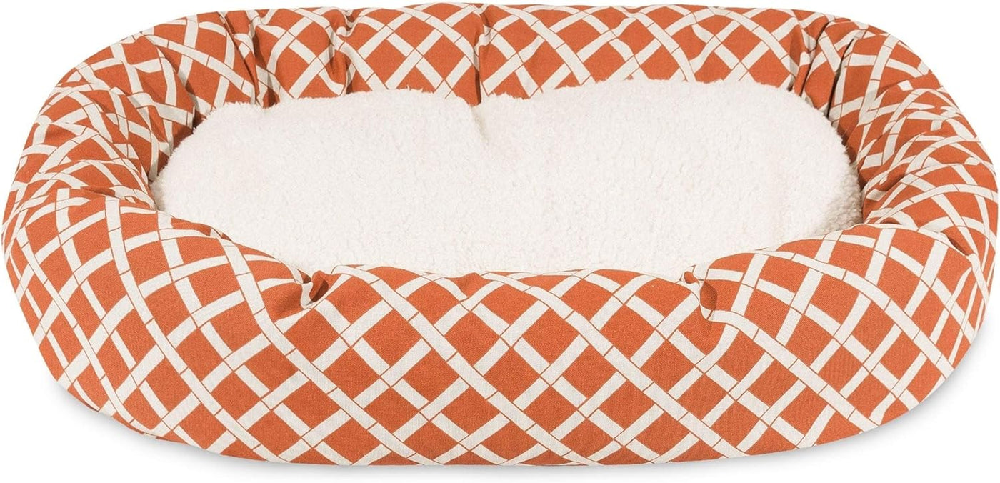 24 Inch Burnt Orange Bamboo Sherpa Bagel Dog Bed