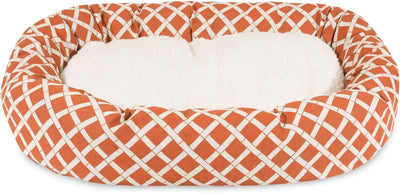 24 Inch Burnt Orange Bamboo Sherpa Bagel Dog Bed