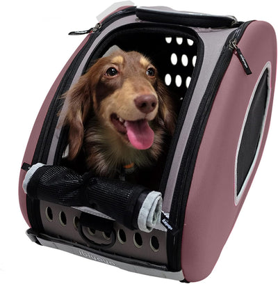 5-In-1 Pet Carrier with Backpack, Stroller, Shoulder Strap, Carriers with Wheels for Dogs and Cats - Brown