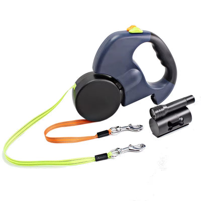 Double Automatic Puppy Dog Leash Retractable Pet Leashes for Small Medium Dogs French Bulldog Chihuahua Cat Rope Mascotas Chain
