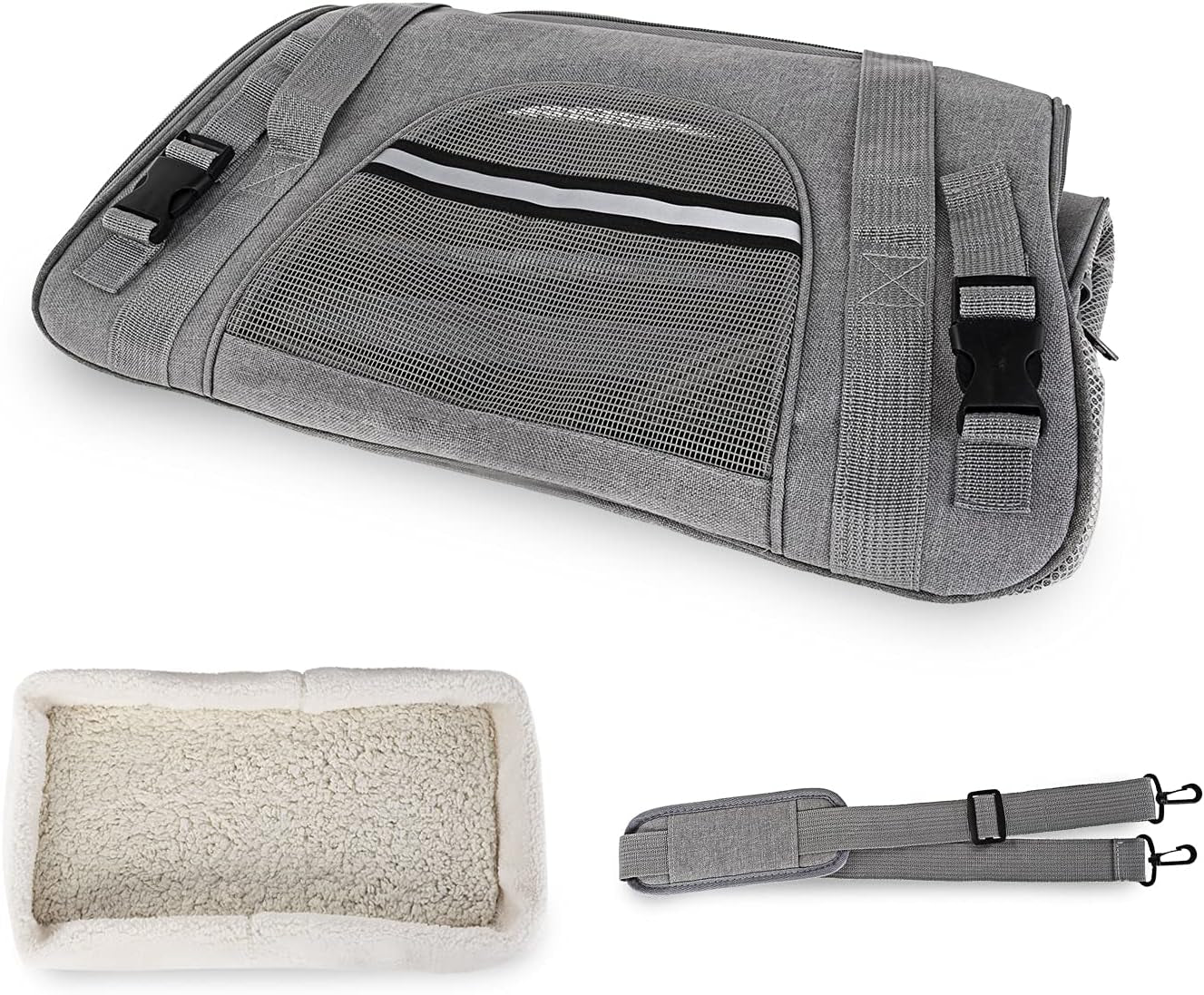 Soft-Sided Pet Carrier Bag for under 14 Lbs Puppy Kitten Bunny Rabbits Small Cats Dogs Animals , Easy Vet Visit Pet Animals Cage Kennel for Travel & Car, Gray