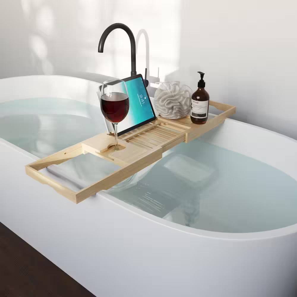 Bamboo Bath Caddy Tray with Extending Sides