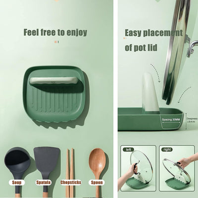 Utensil Rest Holder for Kitchen Cooking, Heat-Resistant, Bpa-Free Spoon Rest & Spoon Holder, Creative Kitchen Spatula Rest Organizer for Ladles, Tongs, Forks (Green)