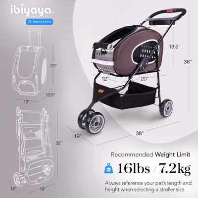 5-In-1 Pet Carrier with Backpack, Stroller, Shoulder Strap, Carriers with Wheels for Dogs and Cats - Brown