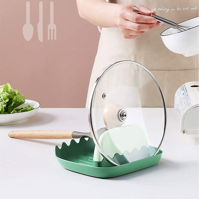 Utensil Rest Holder for Kitchen Cooking, Heat-Resistant, Bpa-Free Spoon Rest & Spoon Holder, Creative Kitchen Spatula Rest Organizer for Ladles, Tongs, Forks (Green)