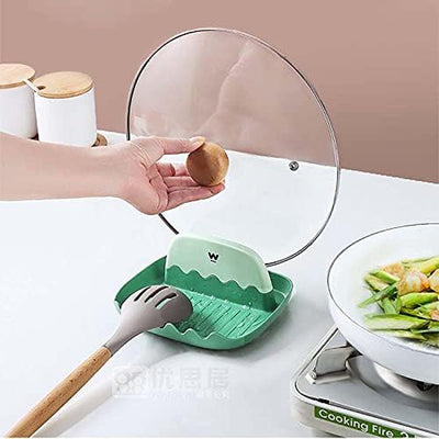 Utensil Rest Holder for Kitchen Cooking, Heat-Resistant, Bpa-Free Spoon Rest & Spoon Holder, Creative Kitchen Spatula Rest Organizer for Ladles, Tongs, Forks (Green)