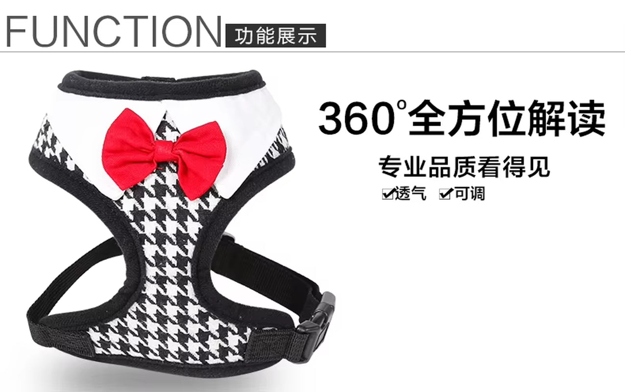 Gentleman Dog Collars and Harnesses Black Plover Bow Pet Leashes Accessories for Puppy Small Animal Chihuahua Yorkie Toy Terrier