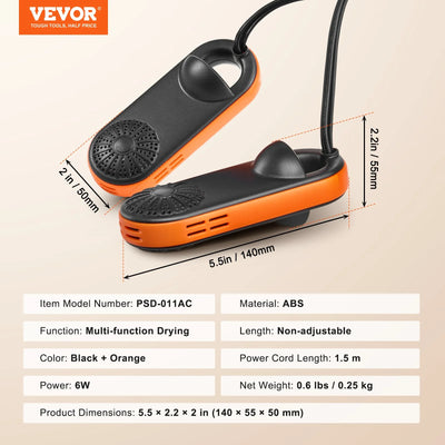 VEVOR Boot Dryer Shoe Dryer, Portable Footwear Dryers Machine with Auto Temperature Control for Rainy Seasons Winter Travel, Extendable Boot Warmer Fireproof Drying for Shoes, Gloves, Socks