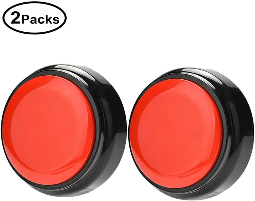 Talking Button Record & Playback Your Own Message 30 Second Custom Recordable, Easy Sound Recorder Set of 2 (2Pcs/Black)