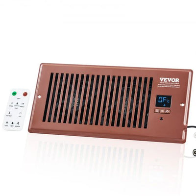 VEVOR Register Booster Fan, Quiet Vent Booster Fan Fits 4¡± X 10¡± Register Holes, with Remote Control and Thermostat Control, Adjustable Speed for Heating Cooling Smart Vent, Brown