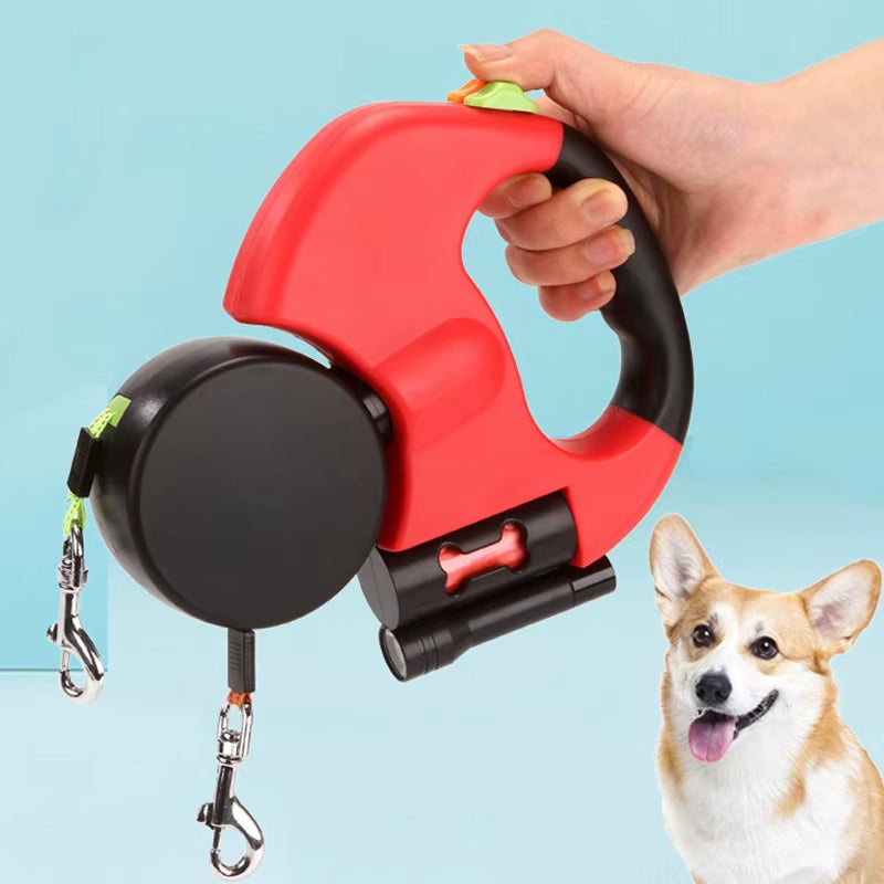 Double Automatic Puppy Dog Leash Retractable Pet Leashes for Small Medium Dogs French Bulldog Chihuahua Cat Rope Mascotas Chain