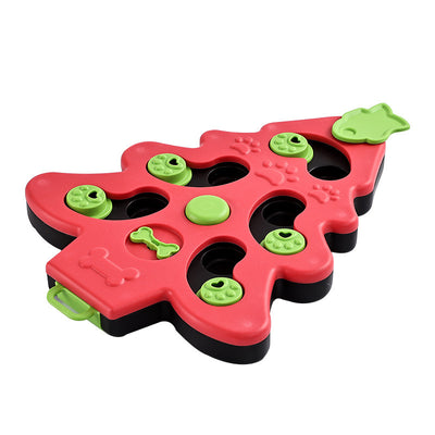 Interactive Dog Puzzle Toys Christmas Tree Dog Slow Food Bowl Funny Pet Training Toy For Dogs Cats Non-slip Dog Bowl
