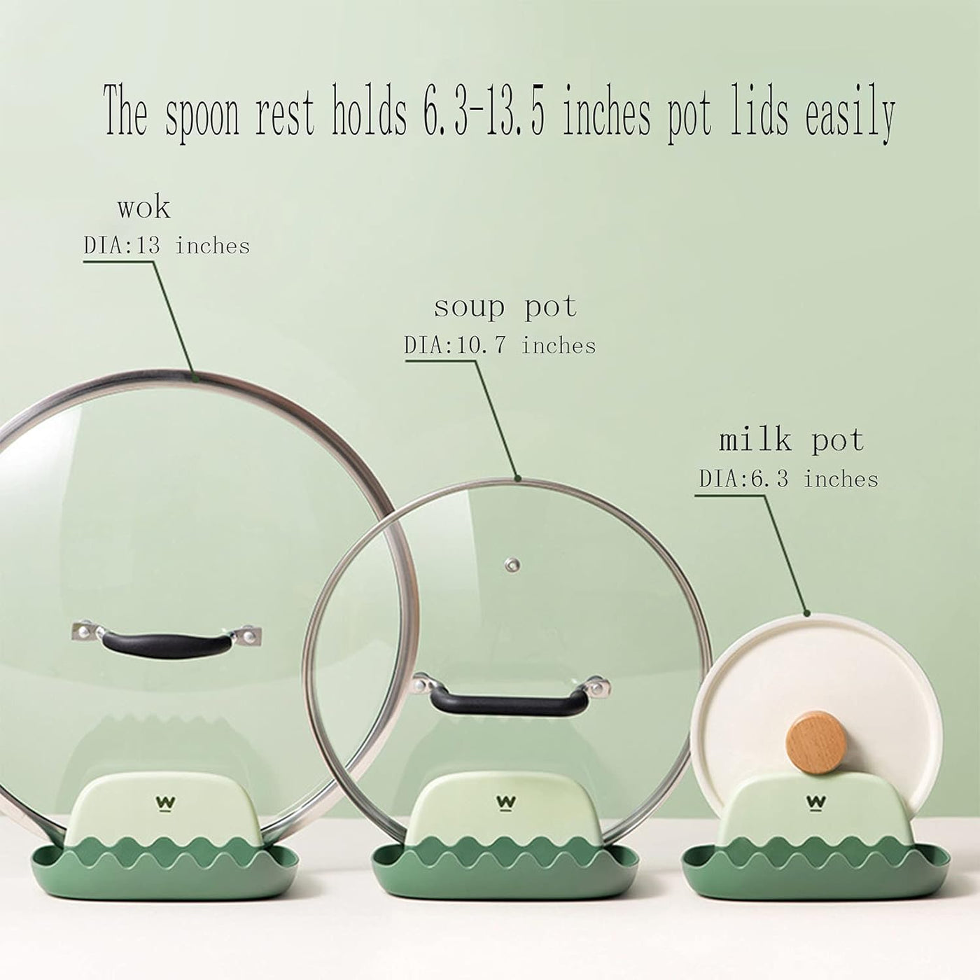 Utensil Rest Holder for Kitchen Cooking, Heat-Resistant, Bpa-Free Spoon Rest & Spoon Holder, Creative Kitchen Spatula Rest Organizer for Ladles, Tongs, Forks (Green)
