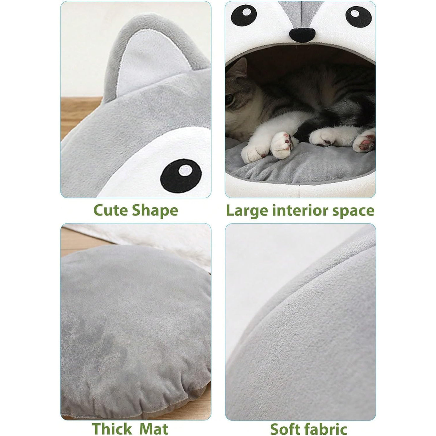 Indoor Fox-shaped Cat Bed Hole Removable Cushion