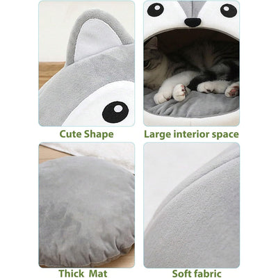 Indoor Fox-shaped Cat Bed Hole Removable Cushion