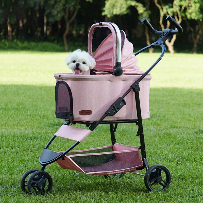 Folding Pet Strollers Small Medium Dogs Lightweight Pet Strollers Cat Travel Outdoor Dog Trolleys Detachable Kitty Supplies