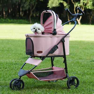 Folding Pet Strollers Small Medium Dogs Lightweight Pet Strollers Cat Travel Outdoor Dog Trolleys Detachable Kitty Supplies