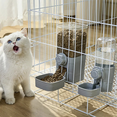 Automatic Pet Bowls Cage Hanging Feeder Pet Water Bottle Food Container Dispenser Bowl for Puppy Cats Rabbit Pet Feeding Product
