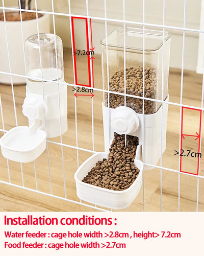 Automatic Pet Bowls Cage Hanging Feeder Pet Water Bottle Food Container Dispenser Bowl for Puppy Cats Rabbit Pet Feeding Product