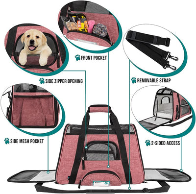 Airline Approved Pet Carrier for Cat, Soft Sided Dog Carrier Small Dog, Cat Travel Supply Accessories Indoor Cats, Ventilated Pet Carrying Bag Medium Large Kitten Puppy, Small Heather White Red