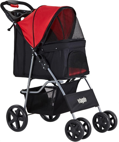 Dog Stroller - Pet Strollers for Small & Medium Dogs & Cats, 4-Wheel Jogging Stroller with Storage Basket