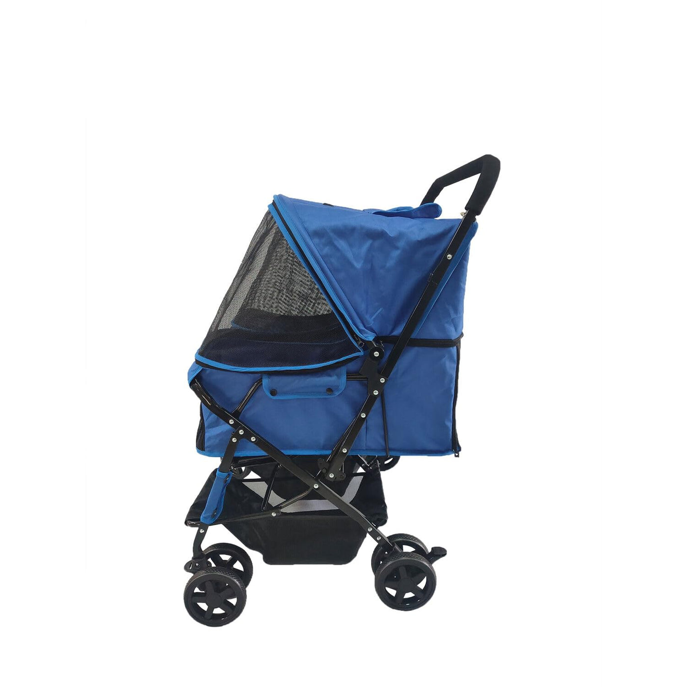 Double Pet Stroller with Storage - Cat & Dog Stroller for Animals up to 44 Lbs, Blue