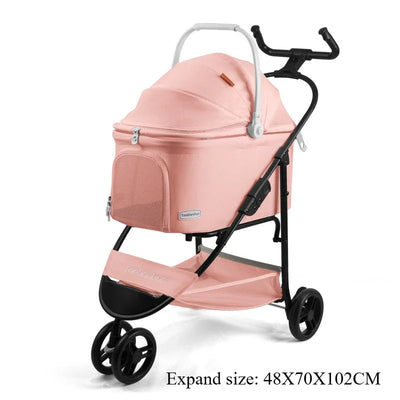 Folding Pet Strollers Small Medium Dogs Lightweight Pet Strollers Cat Travel Outdoor Dog Trolleys Detachable Kitty Supplies