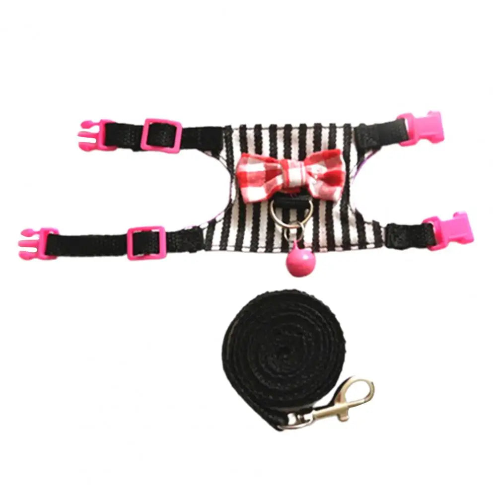 Stripe Pet Chest Strap Hamster Rabbit Bowtie Harness Vest Leash Traction Rope Ferrets Rats Bowknot Chest Strap Small Pet Leashes