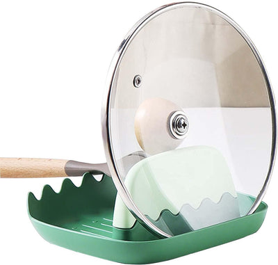 Utensil Rest Holder for Kitchen Cooking, Heat-Resistant, Bpa-Free Spoon Rest & Spoon Holder, Creative Kitchen Spatula Rest Organizer for Ladles, Tongs, Forks (Green)