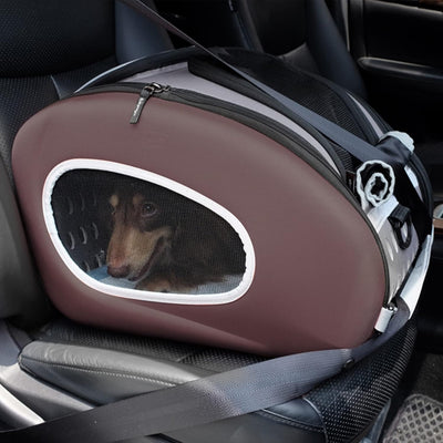 5-In-1 Pet Carrier with Backpack, Stroller, Shoulder Strap, Carriers with Wheels for Dogs and Cats - Brown