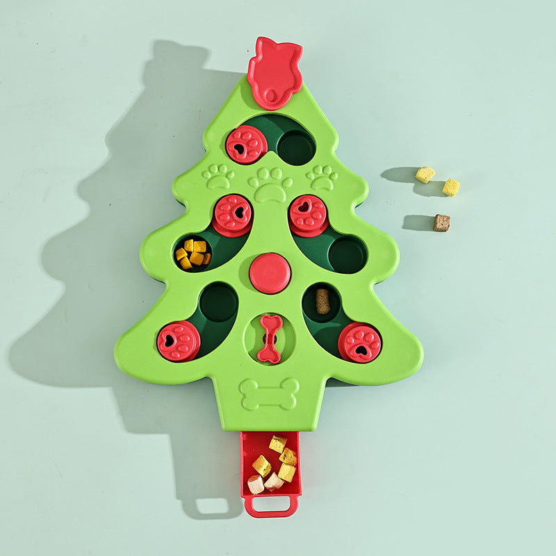 Interactive Dog Puzzle Toys Christmas Tree Dog Slow Food Bowl Funny Pet Training Toy For Dogs Cats Non-slip Dog Bowl