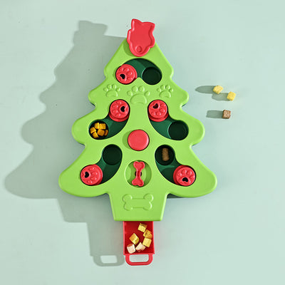 Interactive Dog Puzzle Toys Christmas Tree Dog Slow Food Bowl Funny Pet Training Toy For Dogs Cats Non-slip Dog Bowl