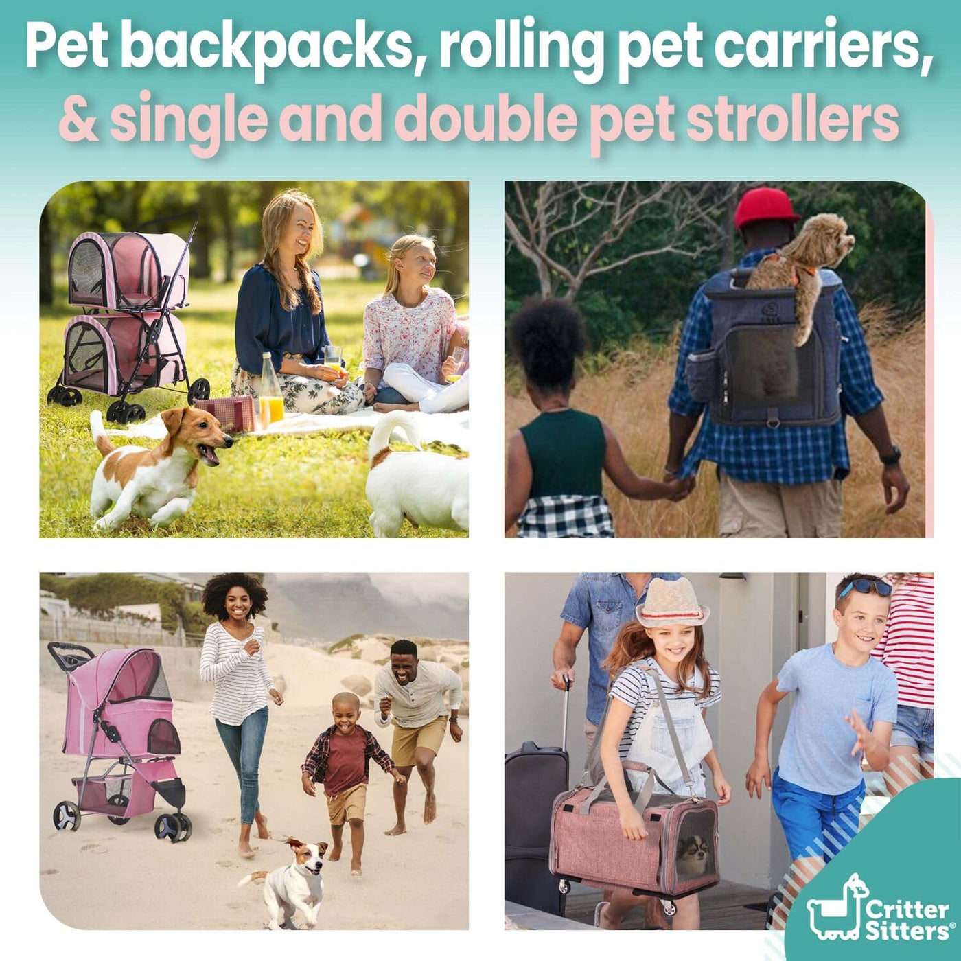 Double Pet Stroller with Storage - Cat & Dog Stroller for Animals up to 44 Lbs, Blue